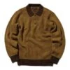 Beams Plus7 Gauge Crochet Like Polo Shirt - Brown Mustard