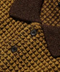 Beams Plus7 Gauge Crochet Like Polo Shirt - Brown Mustard -Men Outfitters Shop BEAMS PLUS 7 gauge crochet like polo shirt Brown Mustard 20231016213107 1