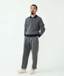 Beams Plus7 Gauge Crochet Like Polo Shirt - Brown Mustard -Men Outfitters Shop BEAMS PLUS 7 gauge crochet like polo shirt Brown Mustard 20231016213108