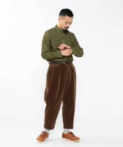 Beams PlusCorduroy Comon Print Button Down Shirt - Green -Men Outfitters Shop BEAMS PLUS Corduroy Comon Print Button Down Shirt Green 20231016213137 3