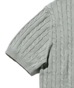 Beams PlusCable Knit Polo - Ice Blue -Men Outfitters Shop BEAMS PLUS Knit Polo Cable Ice Blue 20230418150145 1