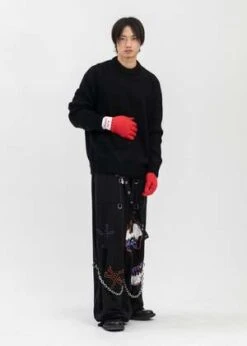 Charles JeffreyMOHAIR JUMPER GLOVES - BLACK/RED -Men Outfitters Shop BLACK RED GLOVES MOHAIR JUMPER 20230916031341 1