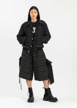 KidillRIBBON SHORT PANTS LILY-YARN TWEED - BLACK