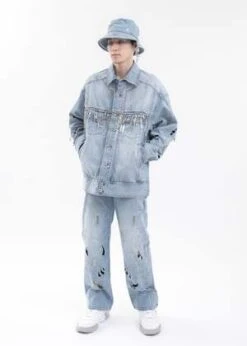 Feng Chen WangDecorated Fishermans Hat - Blue 10 Feng Chen WangDecorated Fishermans Hat - Blue -Men Outfitters Shop BLUE DECORATED FISHERMANS HAT 20230224062806 1