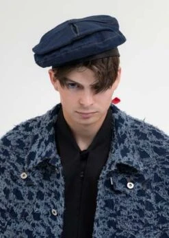 JUNTAE KIMJuntae Kim Slashed Denim Beret - Blue -Men Outfitters Shop BLUE SLASHED DENIM BERET 20230819121833 2