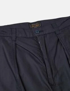 Beams Plus80/3 Cotton Satin 1 Pleat Trousers - Navy Blue -Men Outfitters Shop Beams Plus 80 3 Cotton Satin 1 Pleat Trousers Navy Blue 20230323145242 3