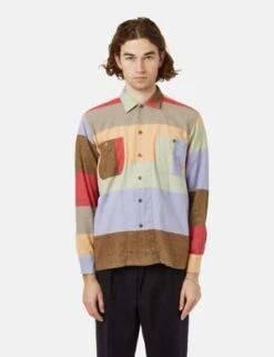 Beams PlusMulti Stripe MIL Open Flannel Shirt - Red