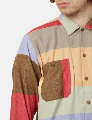 Beams PlusMulti Stripe MIL Open Flannel Shirt - Red 3 Beams PlusMulti Stripe MIL Open Flannel Shirt - Red - Image 3