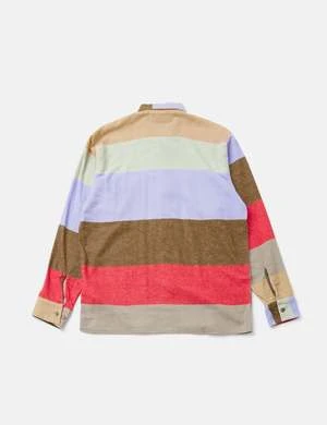 Beams PlusMulti Stripe MIL Open Flannel Shirt - Red 8 Beams PlusMulti Stripe MIL Open Flannel Shirt - Red - Image 8