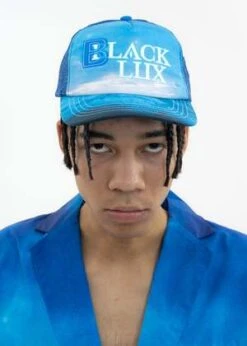 Black LuxLogo Printed Cap - Blue -Men Outfitters Shop Blue Logo Printed Cap 20220323102049 1