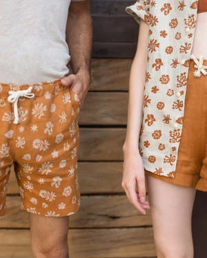 ALEX CRANEBo Shorts - Flowers Rust 4 ALEX CRANEBo Shorts - Flowers Rust - Image 4