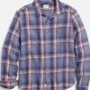 Marine LayerCole Textured Twill Shirt - Large Blue Plaid