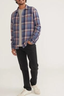 Marine LayerCole Textured Twill Shirt - Large Blue Plaid -Men Outfitters Shop Cole Textured Twill Shirt 20231101173907 1