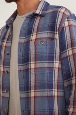 Marine LayerCole Textured Twill Shirt - Large Blue Plaid -Men Outfitters Shop Cole Textured Twill Shirt 20231101173907
