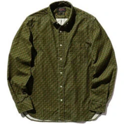 Beams PlusCorduroy Fine Print Button Down Shirt - Green