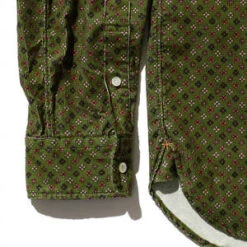 Beams PlusCorduroy Fine Print Button Down Shirt - Green -Men Outfitters Shop Corduroy Fine Print Button Down Shirt Green 20231012181803 1