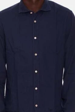 BoglioliCotton French Collar Shirt - Navy -Men Outfitters Shop Cotton French Collar Shirt Navy 20231030185649 1