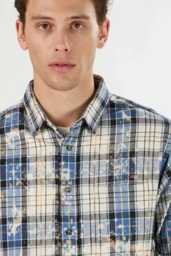 Blue&CreamDip Dyed Flannel Shirt - Blue/Yellow -Men Outfitters Shop Dip Dyed Flannel Blue Yellow 20220811061825 2