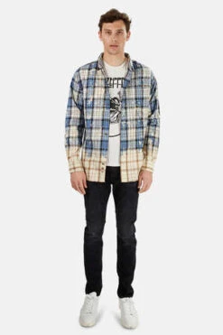 Blue&CreamDip Dyed Flannel Shirt - Blue/Yellow -Men Outfitters Shop Dip Dyed Flannel Blue Yellow 20220811061825 3