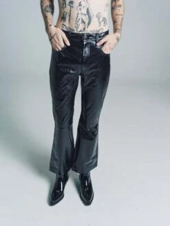 Ernest W. BakerLeather Flare Trousers - Black