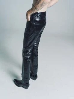 Ernest W. BakerLeather Flare Trousers - Black -Men Outfitters Shop Ernest W Baker Leather Flare Trousers Black 20221025215705