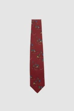 DRAKE'SField Hockey Print Silk Tie - Red