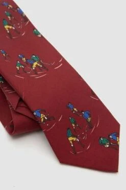DRAKE'SField Hockey Print Silk Tie - Red -Men Outfitters Shop Field Hockey Print Silk Tie Red 20230929113413