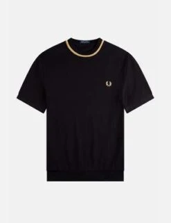 Fred PerryCrew Neck Pique T-Shirt - Black 6 Fred PerryCrew Neck Pique T-Shirt - Black -Men Outfitters Shop Fred Perry Crew Neck Pique T Shirt Black 20230414180308 2