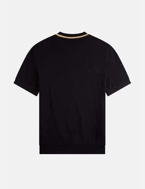 Fred PerryCrew Neck Pique T-Shirt - Black 4 Fred PerryCrew Neck Pique T-Shirt - Black - Image 4