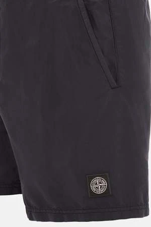 Stone IslandGarment Dyed Cotton Swim Shorts - Black 3 Stone IslandGarment Dyed Cotton Swim Shorts - Black - Image 3