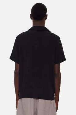 Blue&CreamGauze Short Sleeve Buttondown - Black -Men Outfitters Shop Gauze Short Sleeve Buttondown Black 20230910232412 2