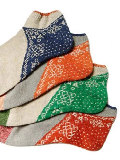 Kapital96 Yarns Bandana Heel Ankle Socks - Ecru/Green -Men Outfitters Shop Kapital 96 Yarns Bandana Heel Ankle Socks Ecru x Green 20230308054932 2