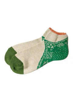 Kapital96 Yarns Bandana Heel Ankle Socks - Ecru/Green