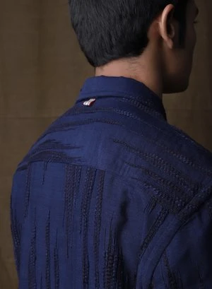 KardoGianni Long Sleeve Shirt - Indigo Jacquard 1 KardoGianni Long Sleeve Shirt - Indigo Jacquard