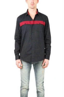 Lucio CastroColorblocked Button Down Shirt - Navy/Red
