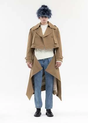 Feng Chen WangFaux Fur Phoenix Pattern Denim Octagonal Hat - Navy 6 Feng Chen WangFaux Fur Phoenix Pattern Denim Octagonal Hat - Navy - Image 6