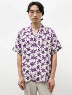 NeedlesFloral Jacquard S S One Up Shirt - Off White