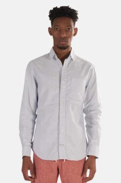 Blue&CreamOxford Seersucker Button Down - Blue Stripe