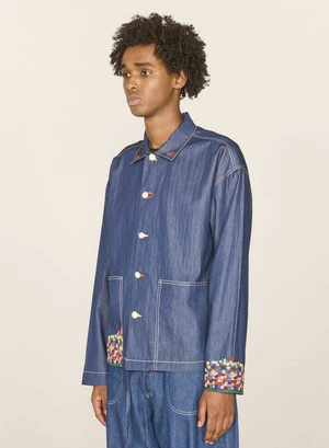 YMCPJ Embroidered Denim Overshirt - Indigo 3 YMCPJ Embroidered Denim Overshirt - Indigo - Image 3