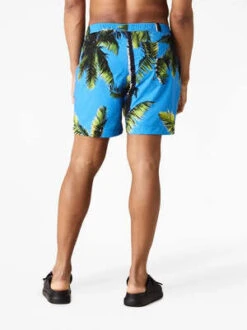 Blue Sky InnPalm Tree Print Swim Trunks - Sky Blue/Multicolor -Men Outfitters Shop Palm Tree Print Swim Trunks 20230525013746