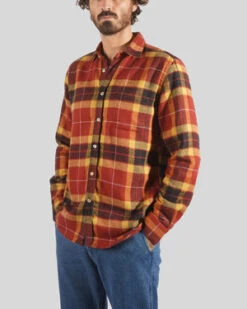 Portuguese FlannelBaviera Check Long Sleeve Shirt - Rust -Men Outfitters Shop Portuguese Flannel Baviera Check Long Sleeve Shirt Rust 20211015035450 2