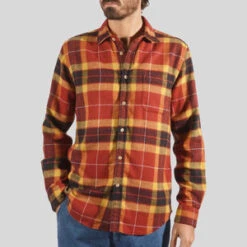 Portuguese FlannelBaviera Check Long Sleeve Shirt - Rust