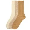 RototoRoToTo Organic Daily 3-Pack Ribbed Crew Socks - Ecru/Brown