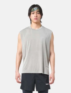 Satisfy RunningAuraLite Muscle Sleeveless T-Shirt - Mineral Dune Grey