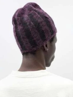PaaStriped Short Beanie - Eggplant -Men Outfitters Shop Striped Short Beanie Eggplant 20231019041055 2