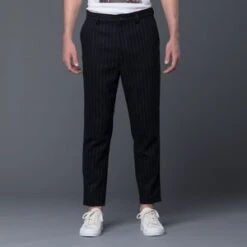 GUSTAV VON ASCHENBACHGustav Von Aschenbach Striped Tweed Trousers - Black Pinstripe