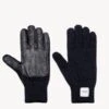 Upstate StockUnisex Leather Patch Wool Gloves - Navy Mix