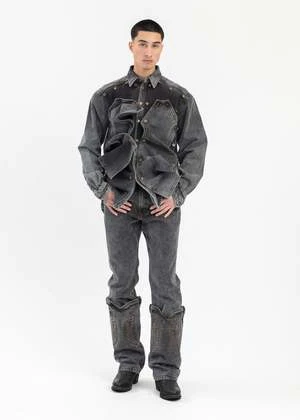 Y/projectEvergreen Snap Off Denim Shirt - Vintage Black 7 Y/projectEvergreen Snap Off Denim Shirt - Vintage Black - Image 7