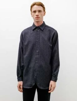 Frank LederVintage Basketweave Wool Shirt - Blue