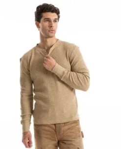 RRLWaffle Knit Henley - HEATHER -Men Outfitters Shop Waffle Knit Henley 20231005121005 2